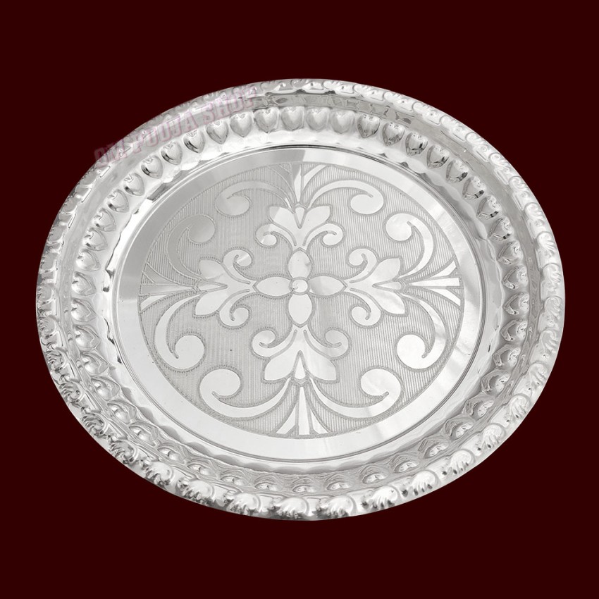 Flower Plate in Pure Silver - SIze: 8.75 inches