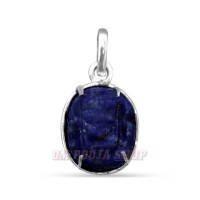 Ganesh Ji's Pendant in Lapis Lazuli Stone with Pure Silver
