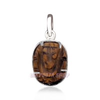 Tiger Eye Gajananda Pendant in 925 Pure Silver