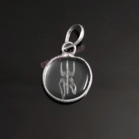 Om Trishul Pendant in Round Crystal (Sphatik)