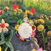 Gomti Chakra with Navratan Pendant in Copper