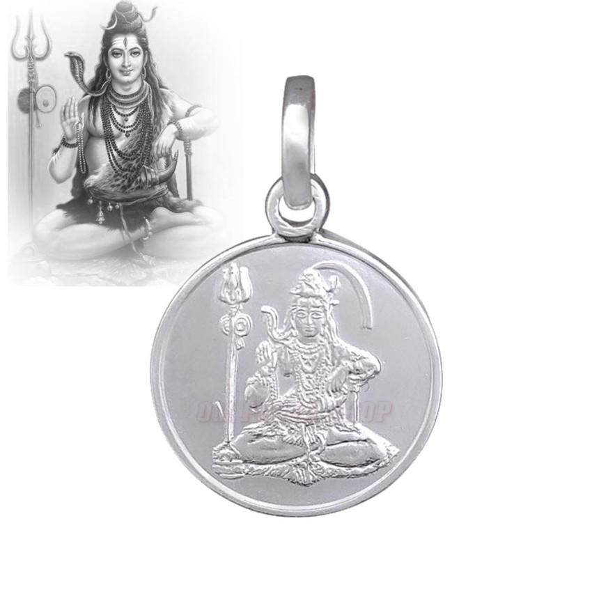 Mahamritunjay Yantra Round Shape Locket in Pure Silver