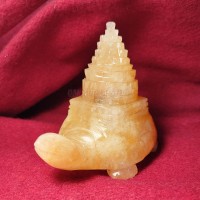 Shree Yantra Sri Chakra Laxmi Yantram on Tortoise in Orange Aventurine Stone - 306 Grams