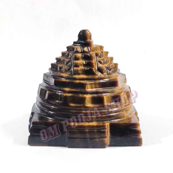 Meru Shree Yantra in Tiger Eyes Stone - 132 Grams