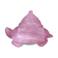 Special Tortoise Mounted Shree Yantra in Rose Quartz Gemstone - 230 Grams