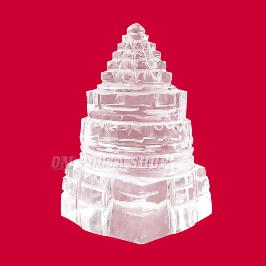 Sphatik Meru Lakshmi Shri Yantra in Crystal Stone - 135 Grams