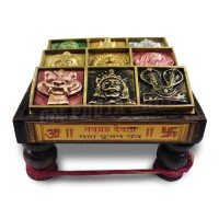 Navgrah Devata Maha Pujan Yantra Chowki - Size: 3x5x5 inches