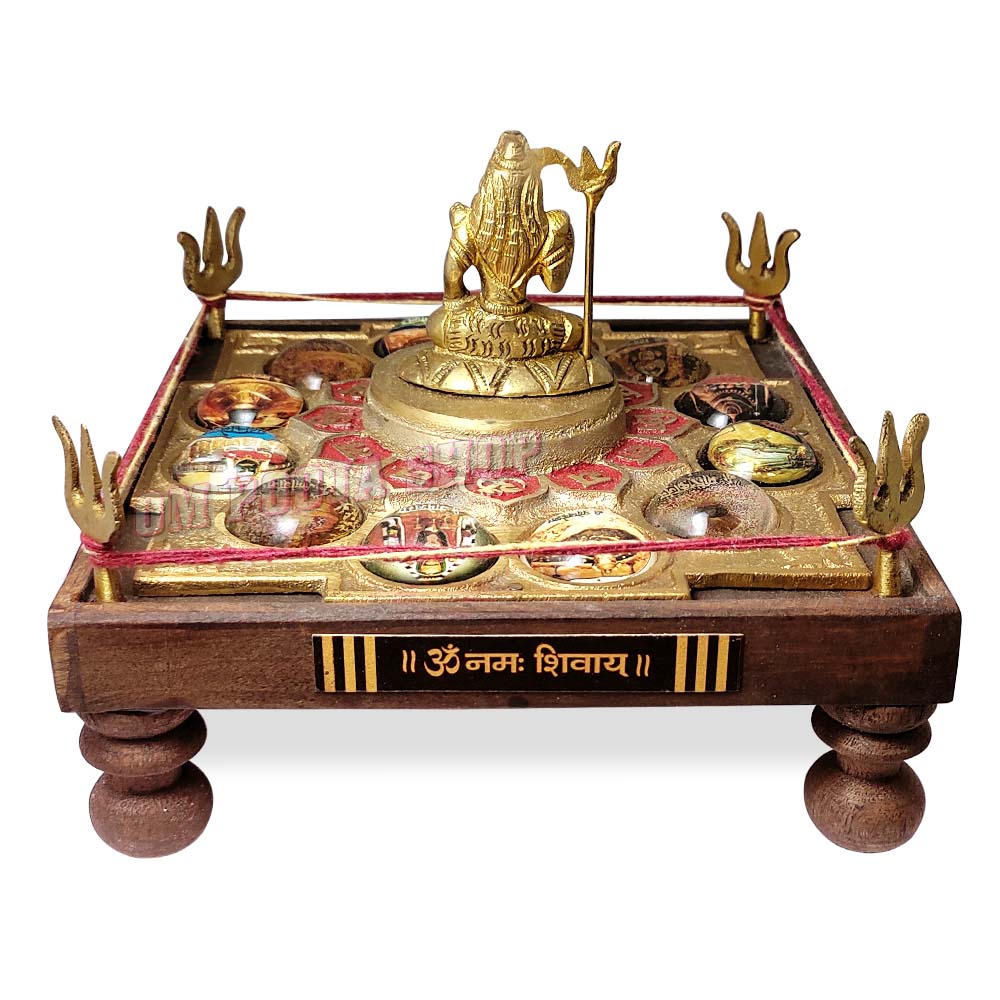 12 Jyotirling Sampoorna Shiv Yantra Chowki With Lord Shiva Idol In ...