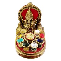 Shri Dhan Varsha Kuber Yantra Chowki in Brass